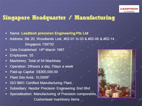 LEADTECH PRECISION ENGINEERING PTE LTD :: Singapore.